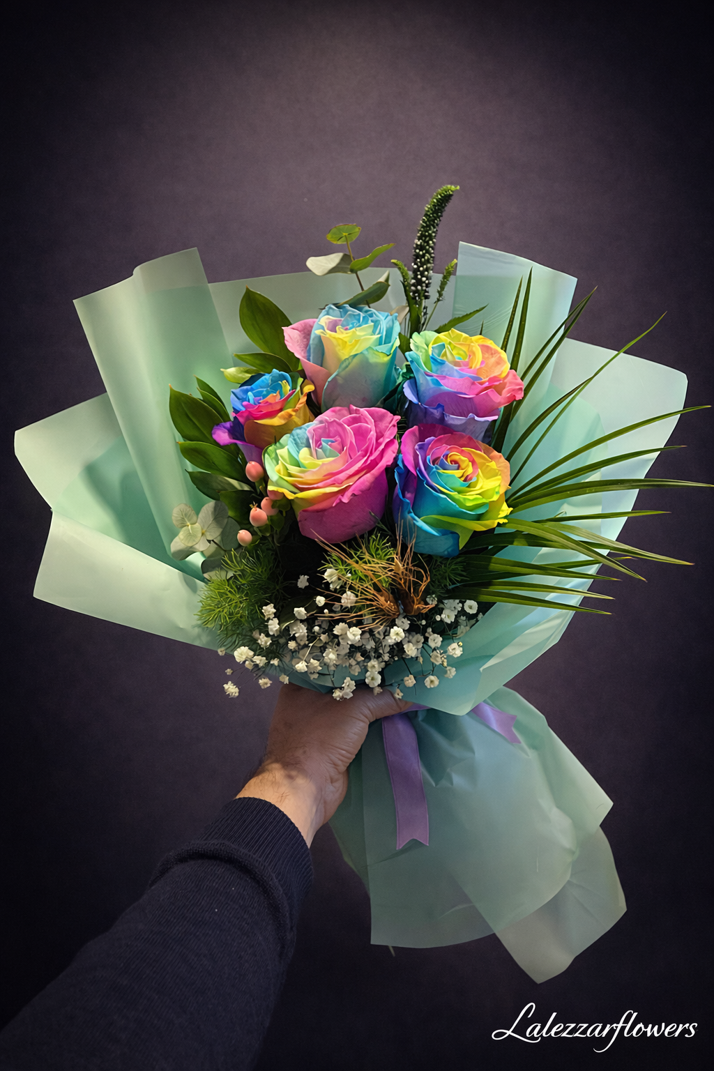 5'li Gökkuşağı Gül Buketi