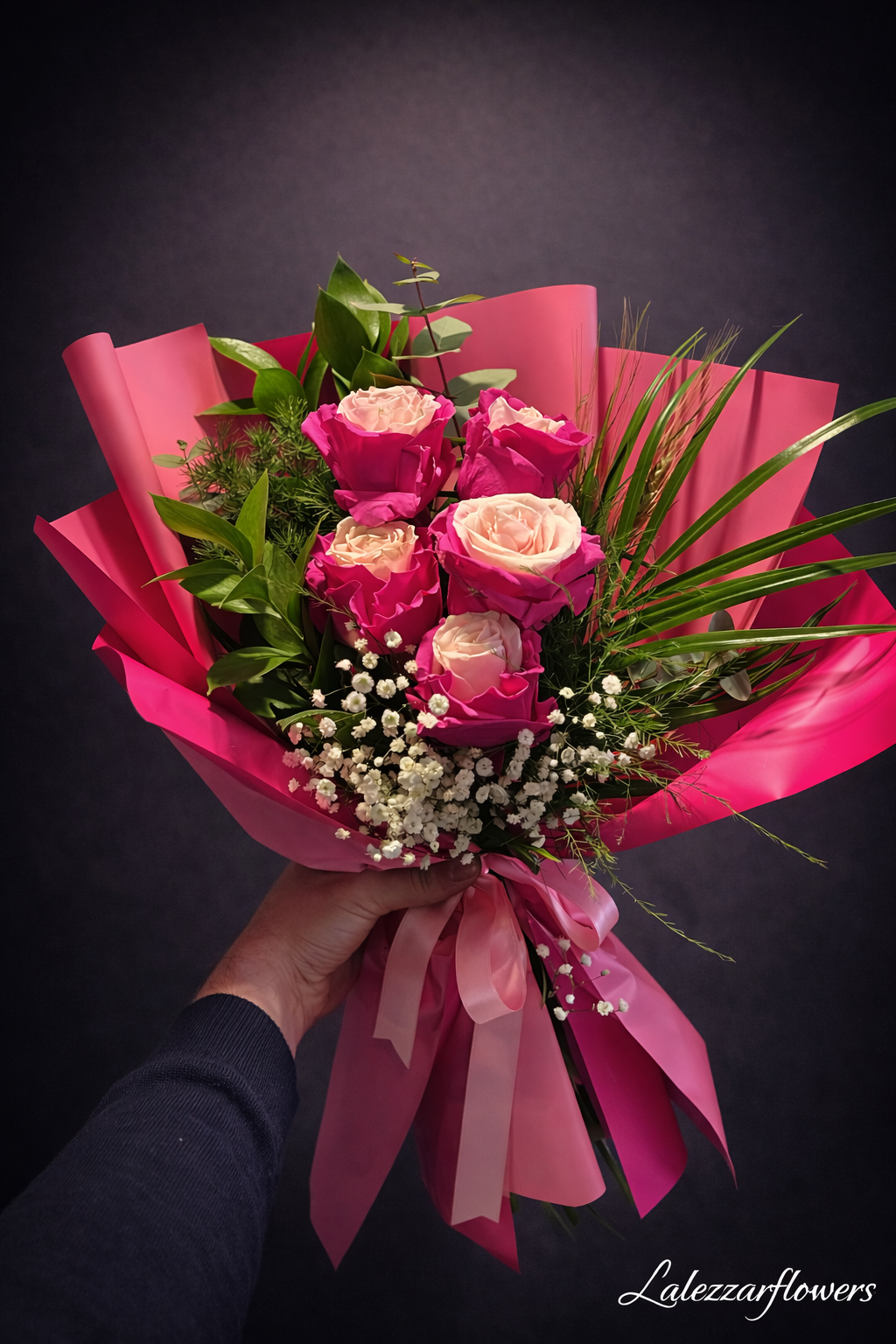 5'li Premium Pembe Fuşya Gül