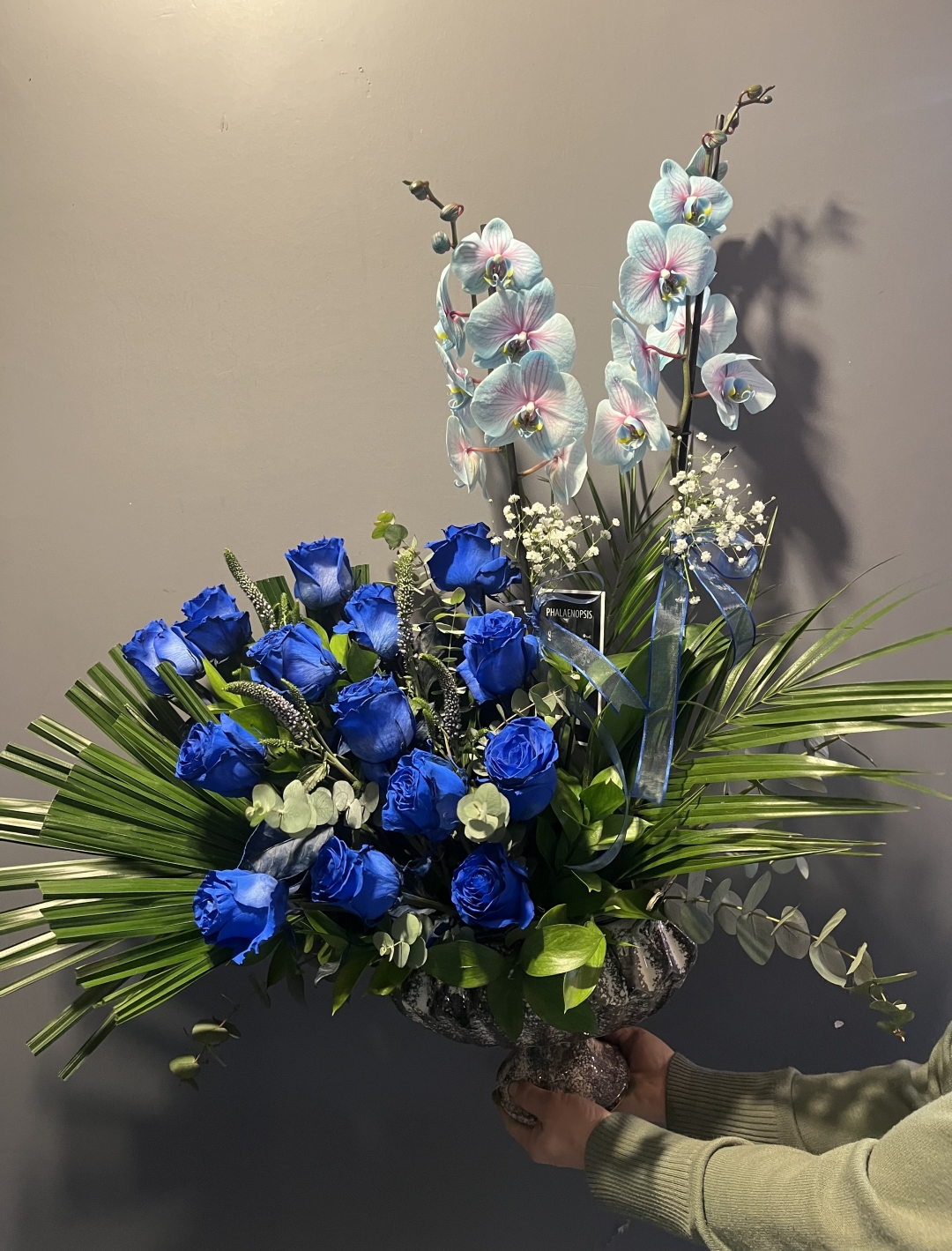 Lacivert Premium Güller ve Orkide